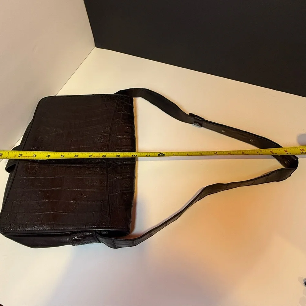 Donna Karan New York Black Leather Messenger Style Shoulder Bag RARE